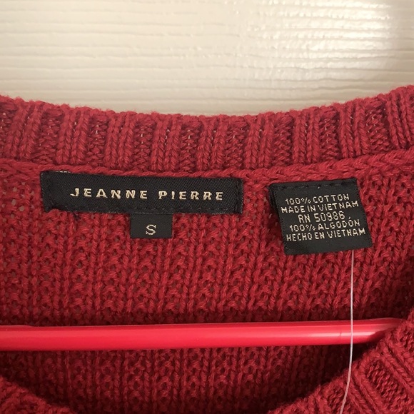 Jeanne Pierre Womens Cotton Textured Sweater Fall Red - Picture 3 of 8